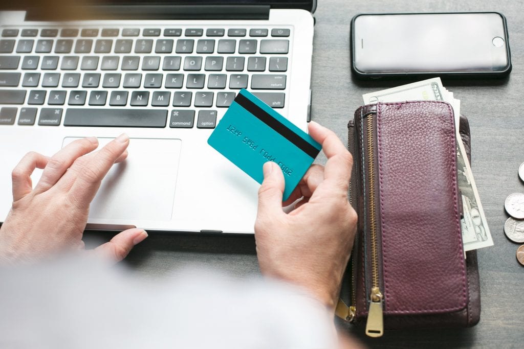 credit card and lap top
